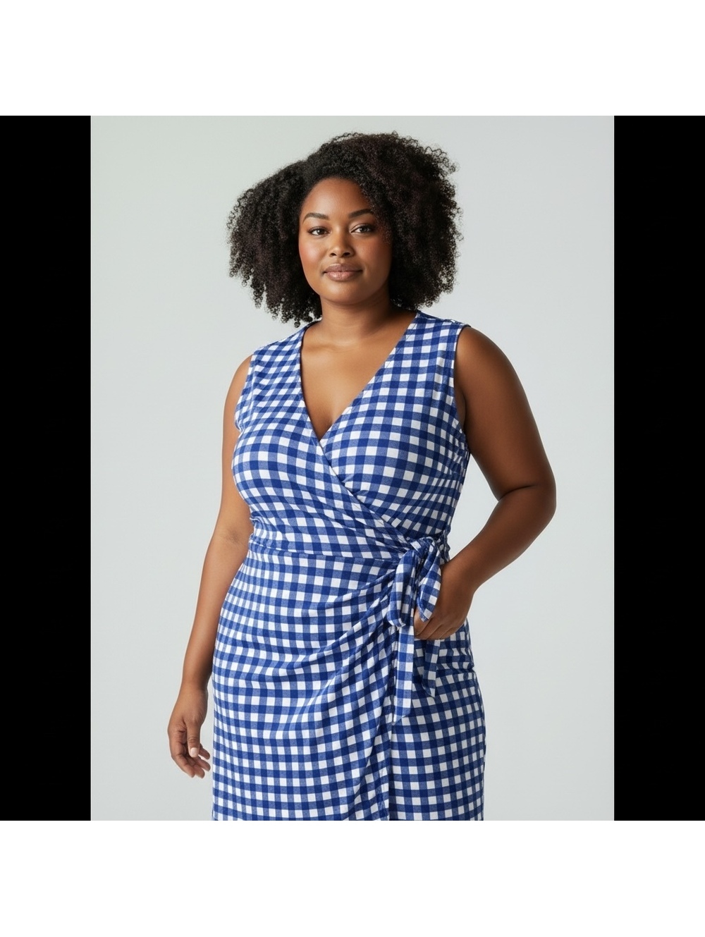 Talbots Plus Petite Blue & White Gingham Wrap Dress 1XP | Cottagecore Preppy